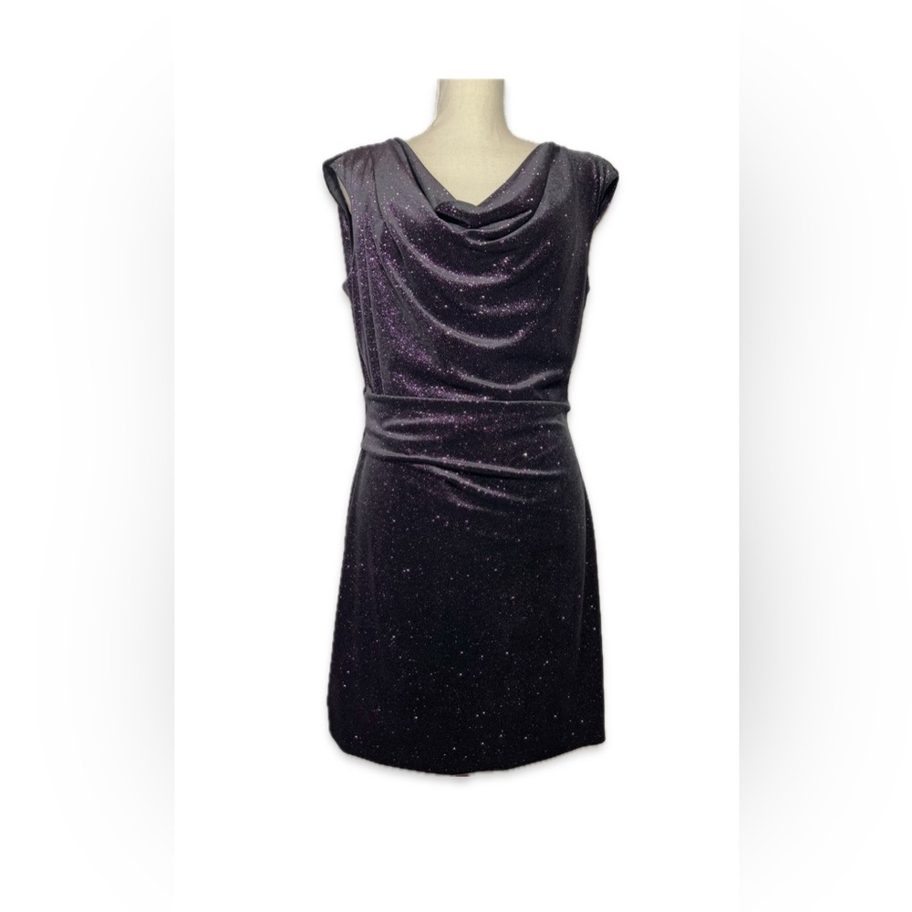 JH Evenings Purple Dress Scoop Neck Women’s size 12 Glitter Accents